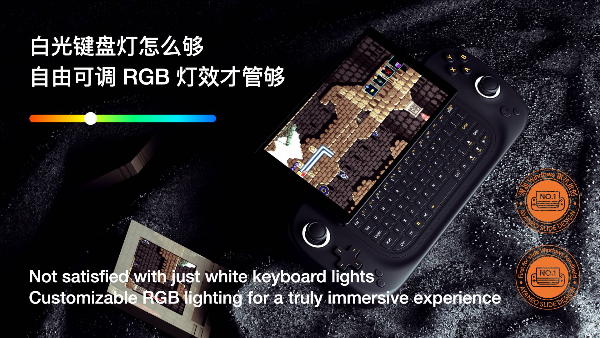  AYA NEO Slide - Handheld Gaming PC with Sliding Screen, Full  QWERTY Keyboard, 6 1080P IPS Display, AMD Ryzen 7 7840U, 32GB RAM & 2TB  SSD, WiFi 6E Bright Black : Electronics